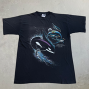 J- Vintage '90 Harlequins Animals In Space Graphic Single Stitch Tee - L