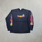 F- Vintage Dumont Night Life Flames Graphic Long Sleeve Tee