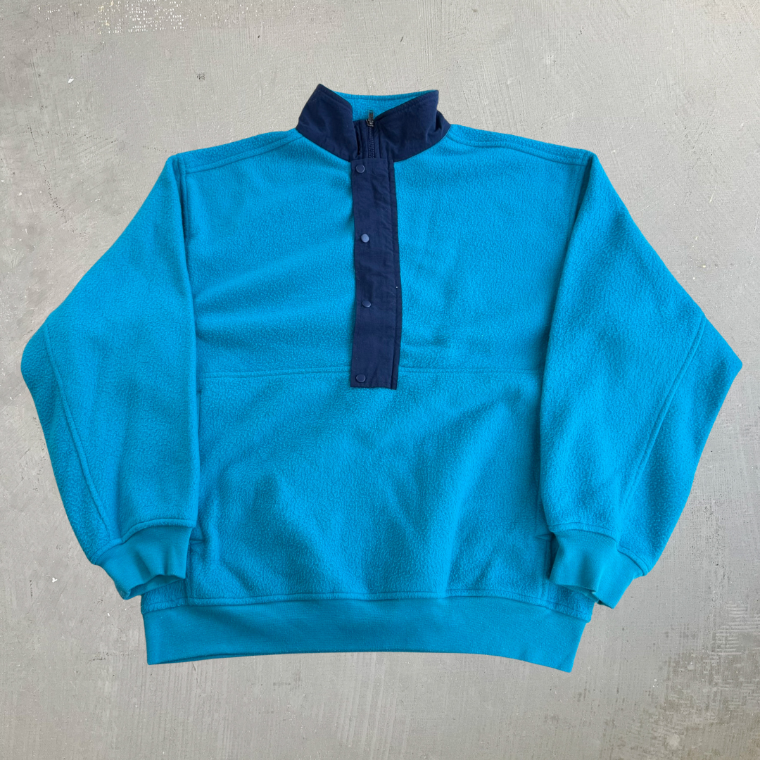 Vintage Gap Teal T-Snap & Quarter Zip Pullover Polar Fleece - L