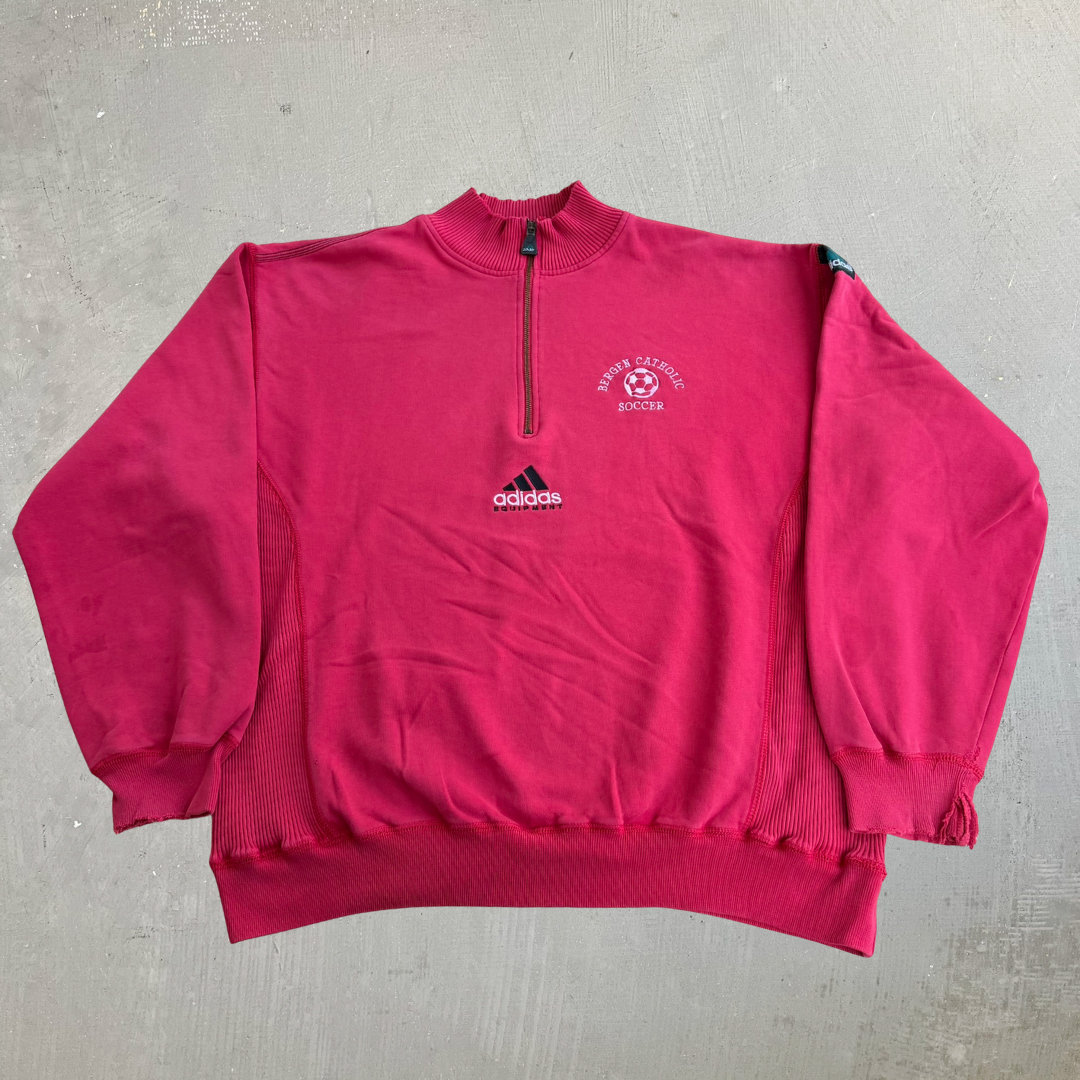 J- Vintage 90s Adidas Equipment Embroidered Logo Quarter Zip Crewneck - XL