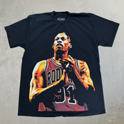 J- Dennis Rodman Apparel Chicago Bulls NBA Picture Tee - L