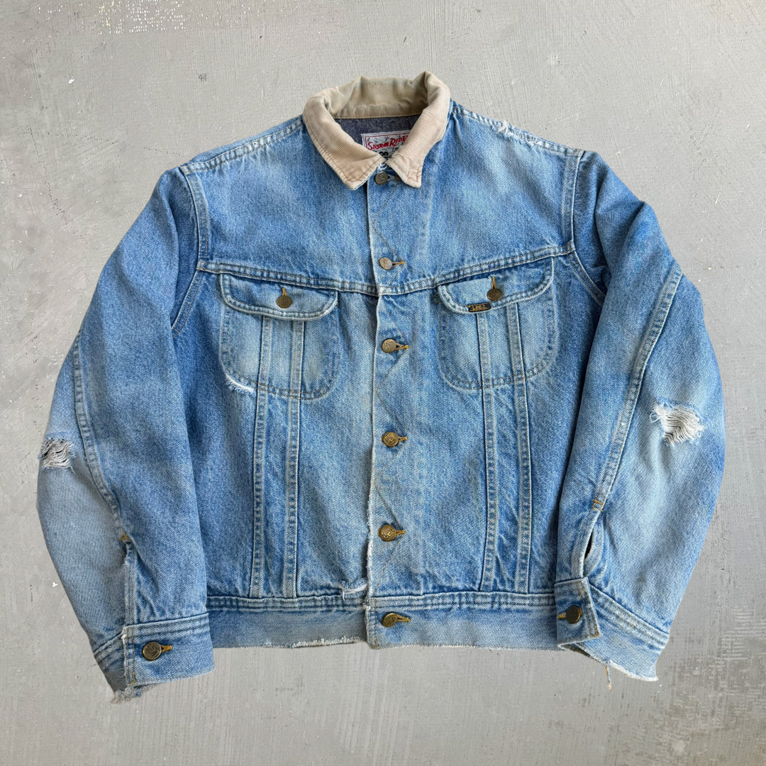 J- Vintage 80s Lee Stormrider Blanket Lined Denim Jacket - 40 (fits L)