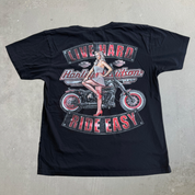 J- Vintage Harley Davidson Cafe Las Vegas Live Hard Ride Easy Graphic Tee - L