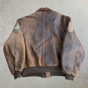 Vintage 80s Avirex Aviation Ltd. Old Leather Escape Map A-2 Leather Bomber Jacket - M