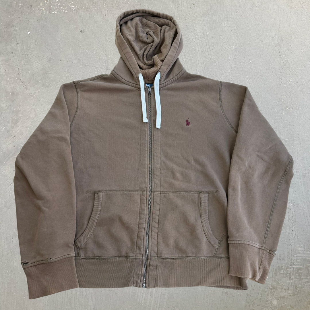 J- Vintage Polo RL Embroidered Logo Zip Up Hoodie - XL
