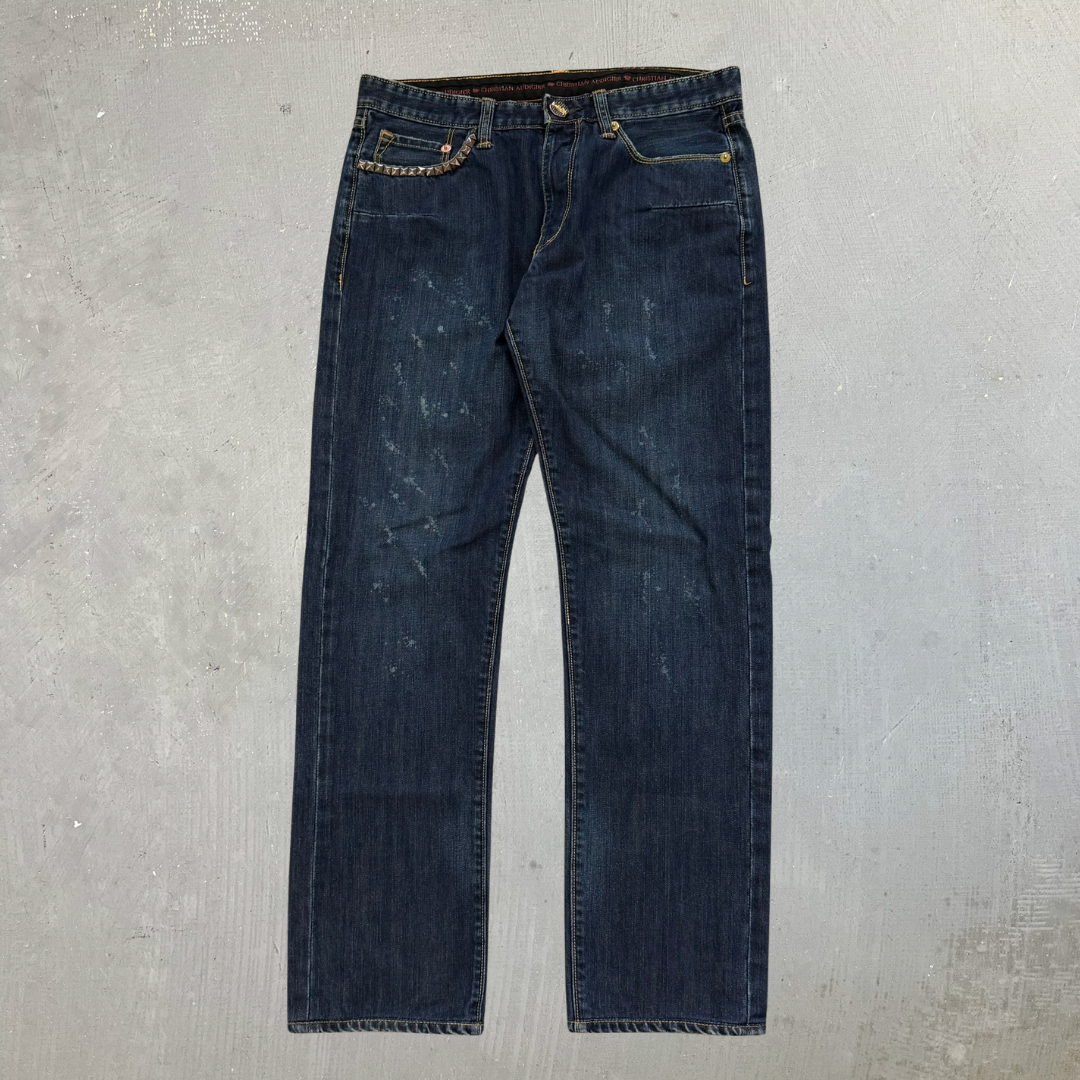 J- Vintage Y2K Christian Audigier Straight Legs Jeans -  w32 (fits 33x30)