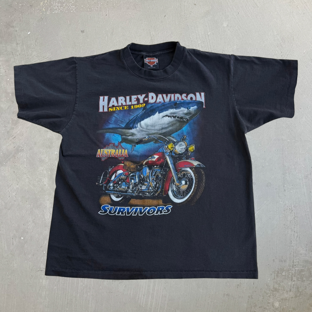 Vintage '95 Harley Davidson Sydney Australia Graphic Made In Australia Single Stitch Tee - M