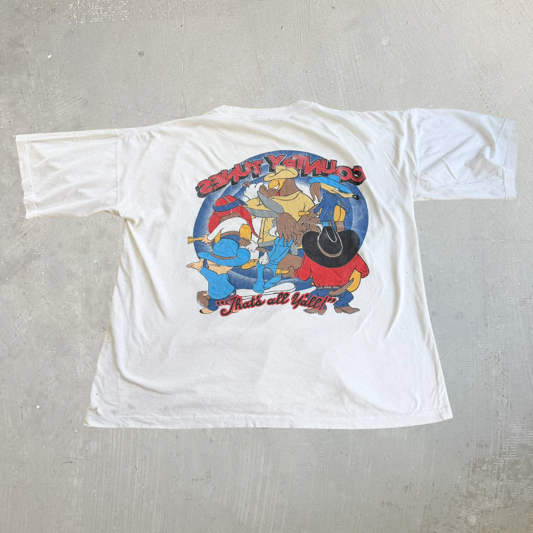 J- Vintage '93 Looney Tunes Country Tunes Graphic Single Stitch Tee - XL