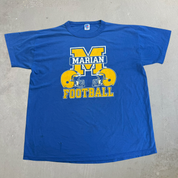 J-  Vintage Marian High School Football Graphic Russell Athletics Made In USA Single Stitch Tee - L