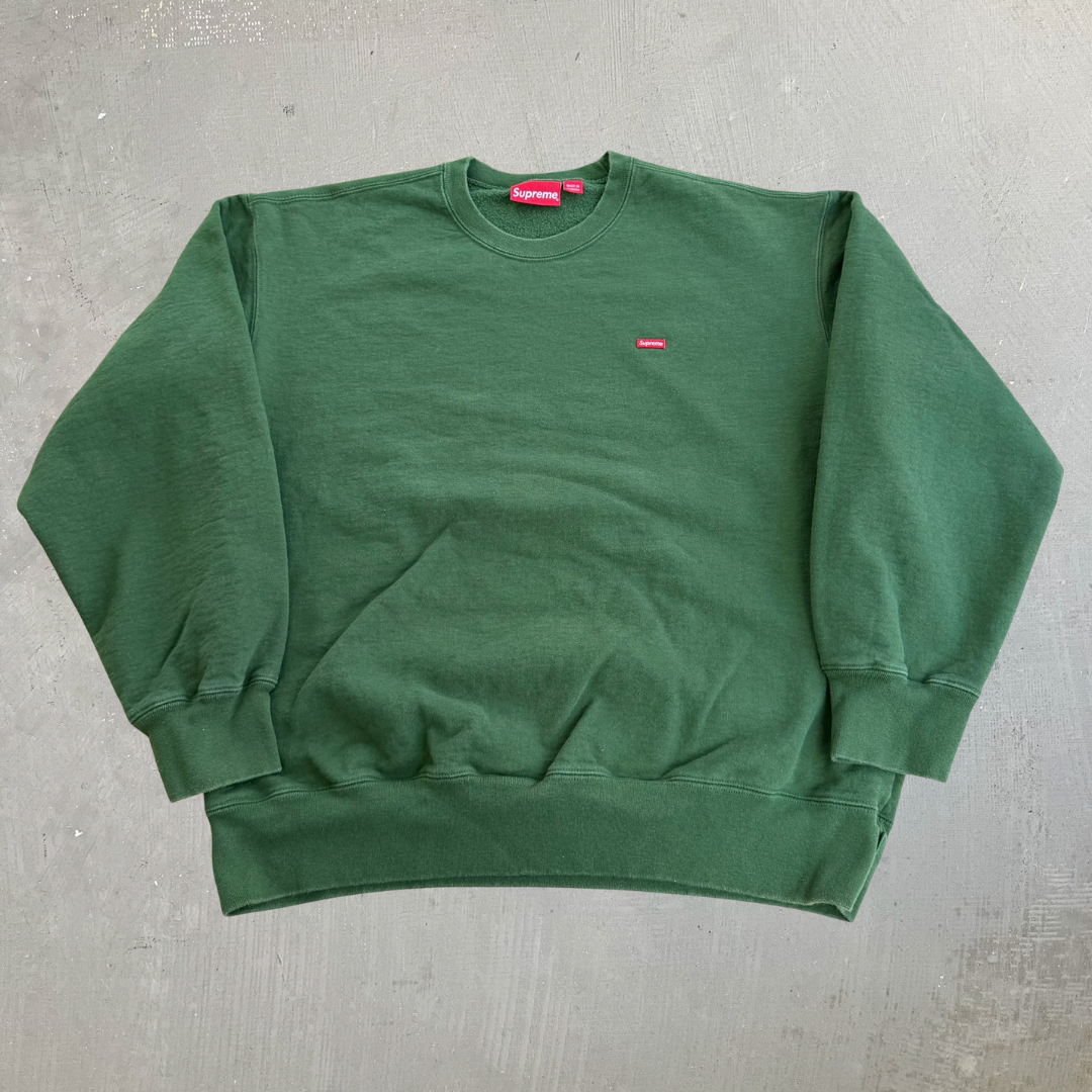 J- Supreme FW20 Small Box Logo Embroidered Green Crewneck - L
