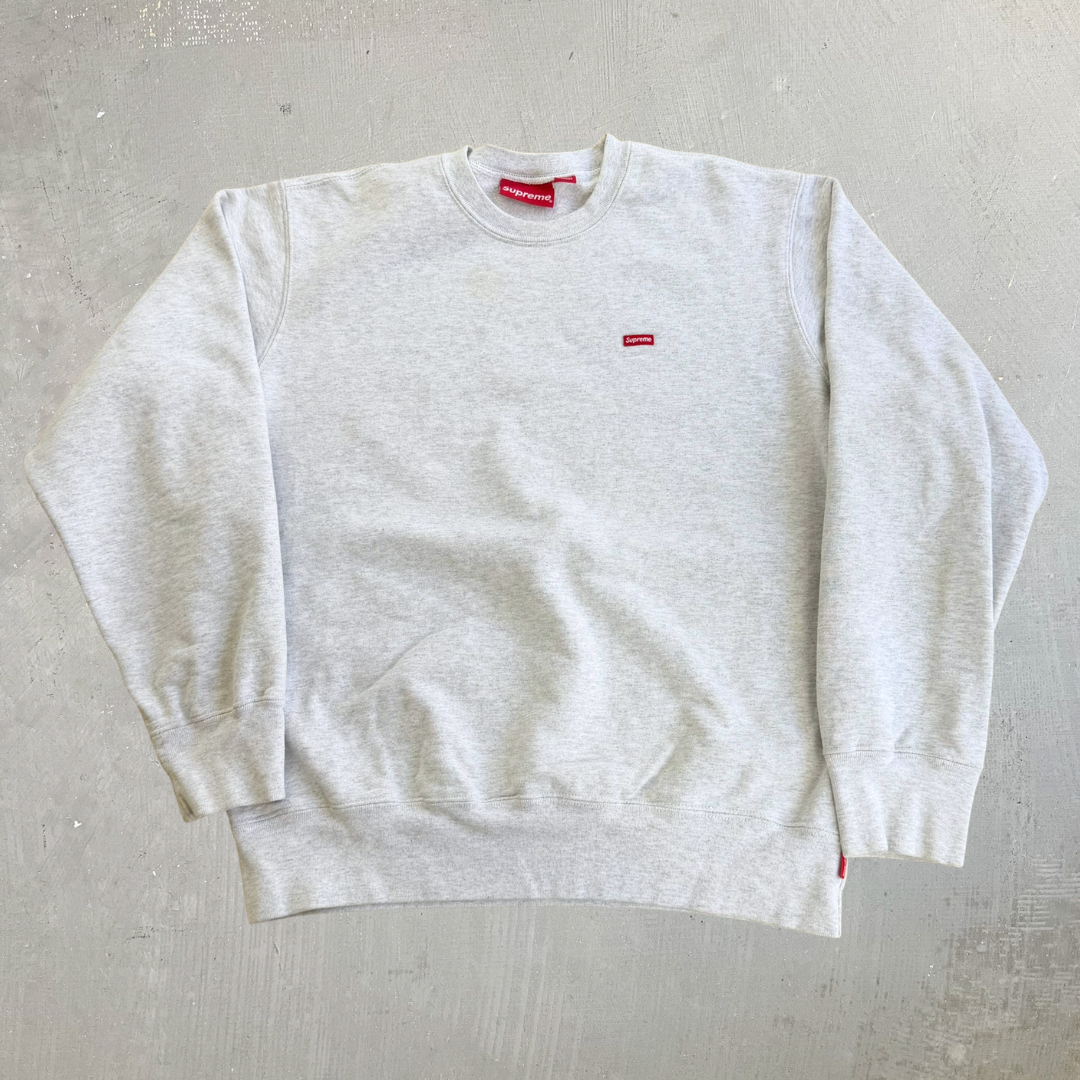J- Supreme SS21 Small Box Logo Embroidered Grey Crewneck - M