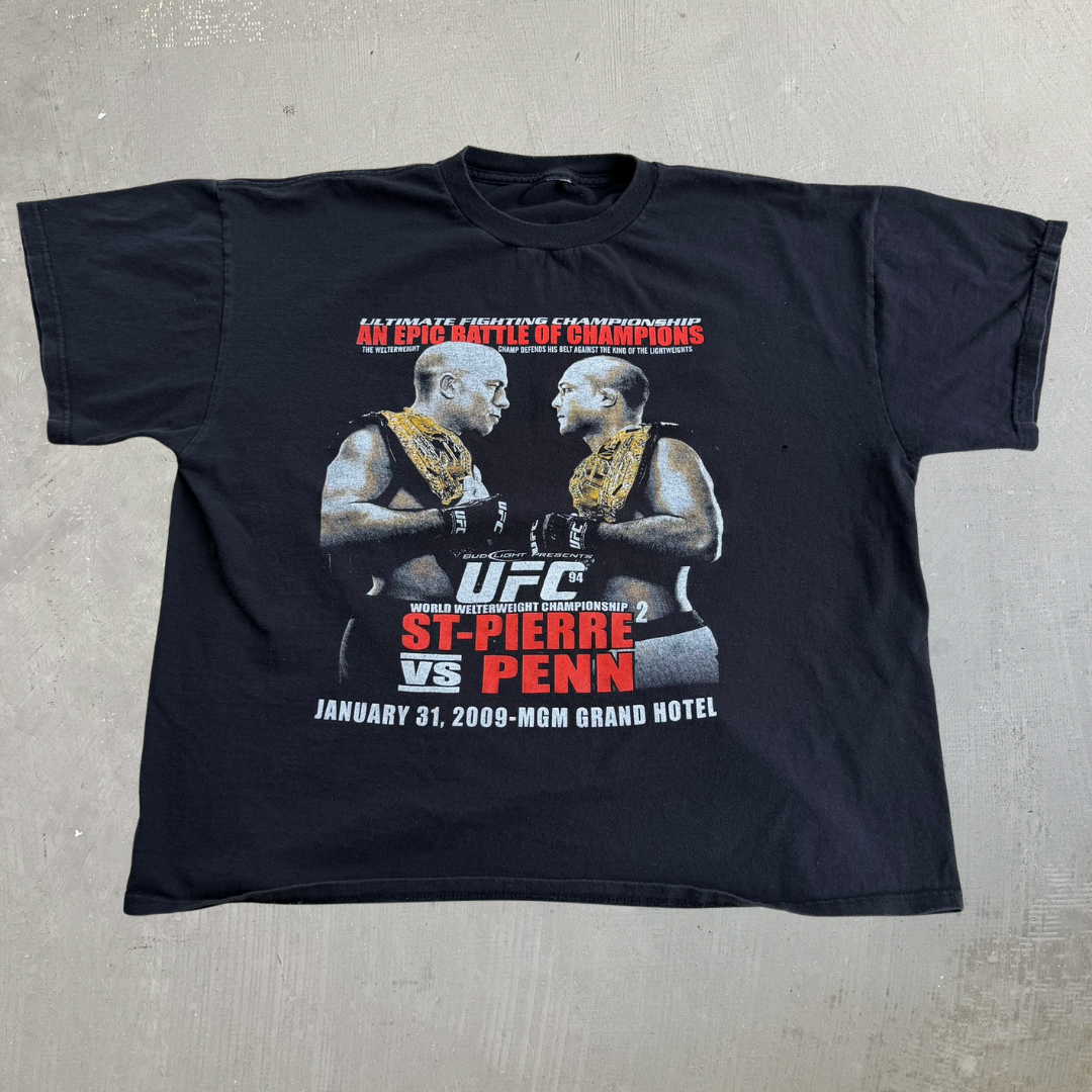 J- Vintage '09 UFC 94 George St-Pierre Vs BJ Penn Welterweight Championship Fight Tee - L