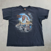 J- Vintage '95 Harley Davidson 3D Emblem Laconia Brothers In The Wind Made In USA Single Stitch Tee - L