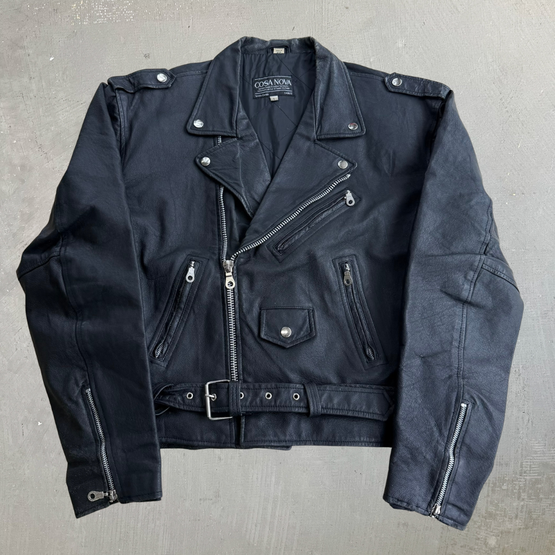 J- Vintage Cosa Nova Biker Style Leather Jacket - L