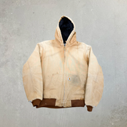 F- Vintage Carhartt Made In USA Active Quilt Lined Hooded Work Jacket