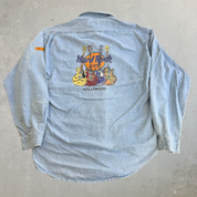J- Vintage Hard Rock Cafe Hollywood Guitars Graphic Denim Button Down Shirt - XL