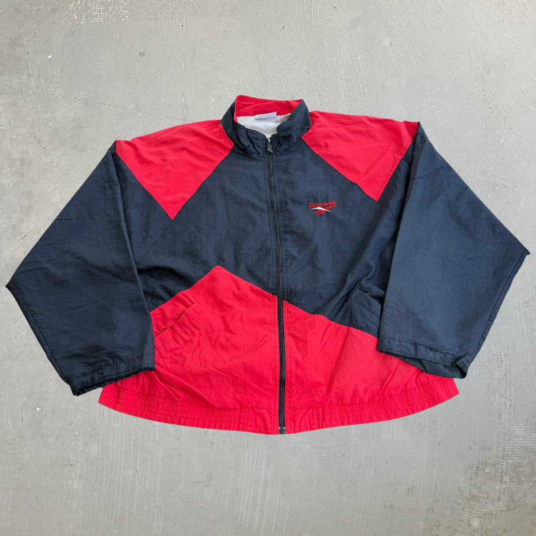 J- Vintage 90s Reebok Embroidered Logo Zip Up Lightweight Jacket - L