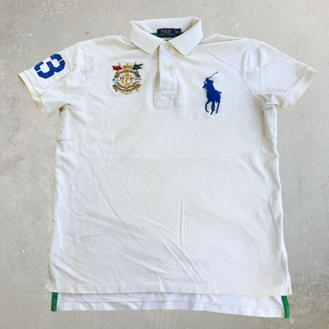 J- Vintage Polo RL Marine Supplies Embroidered Logo Polo Shirt - M