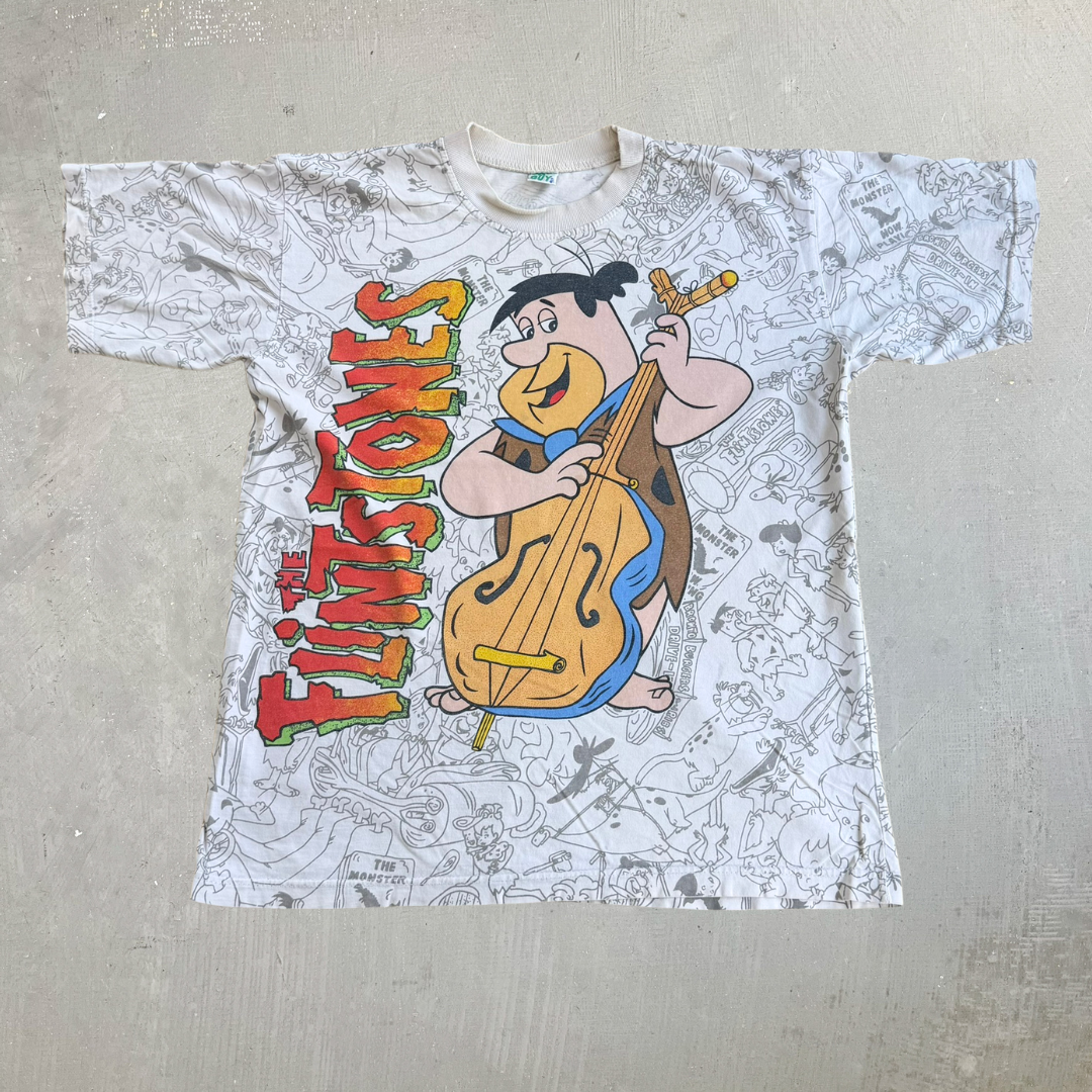 J- Vintage Flintstones All Over Print Graphic Single Stitch Tee - L