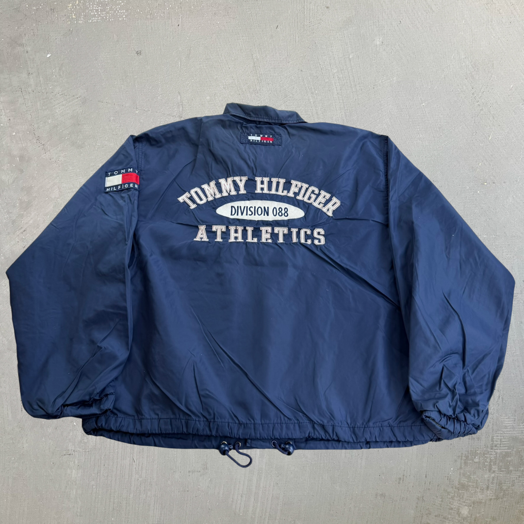 J- Vintage Tommy Hilfiger Embroidered Text Coach Jacket - L