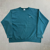 J- Vintage 90s Nike Embroidered Swoosh Forest Green Crewneck - L