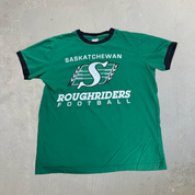 J- Vintage Saskatchewan Roughriders CFL Logo Ringer Tee - L