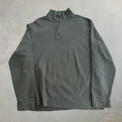 J- Vintage Polo RL Embroidered Logo Olive Green Quarter Zip Sweater - XL