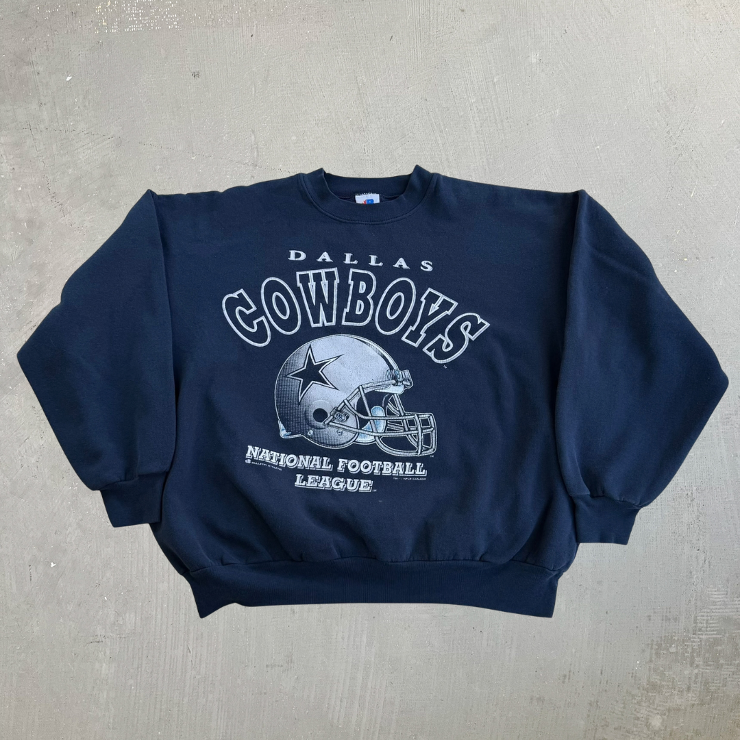 J- Vintage Dallas Cowboys NFL Graphic Text & Logo Made In Canada Crewneck - L