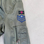 D- Vintage 1992 Phat Farm Satin Bomber Jacket w/ Patches