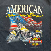 F- Vintage '92 Harley Davidson Kamloops BC Canada American Born & Breed Single Stitch Tee