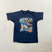 F- Vintage '92 Harley Davidson Kamloops BC Canada American Born & Breed Single Stitch Tee