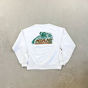 F- Vintage '89 University Of Miami Hurricanes Mascot & Text Lee Crewneck