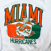 F- Vintage '89 University Of Miami Hurricanes Mascot & Text Lee Crewneck