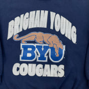 F- Vintage Birmingham Young University Mascot & Text Hanes Heavyweight Crewneck