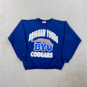 F- Vintage Birmingham Young University Mascot & Text Hanes Heavyweight Crewneck