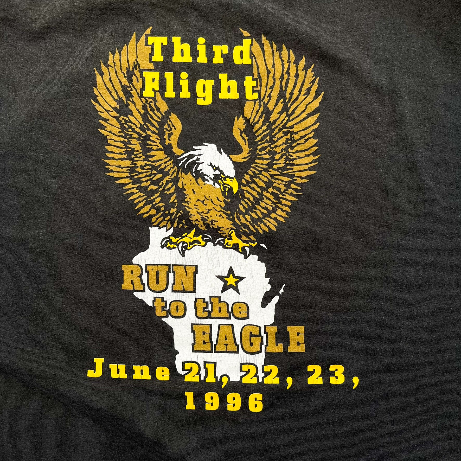 F- Vintage '96 Run To The Eagle Motorcycle Graphic Single Stitch Tee