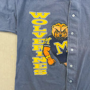 F- Vintage University Of Michigan Wolverines Text & Mascot Baseball Jersey