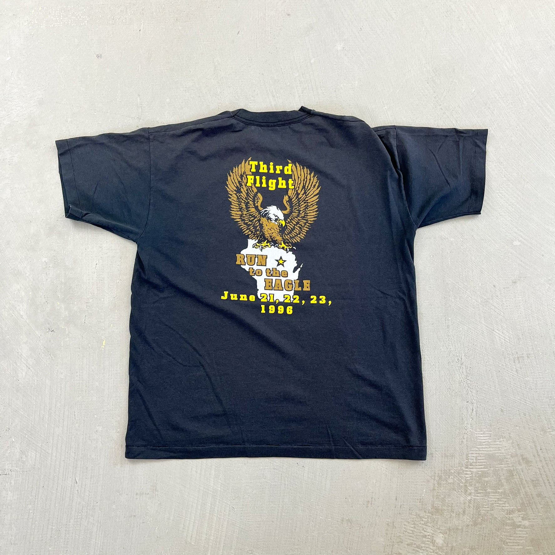 F- Vintage '96 Run To The Eagle Motorcycle Graphic Single Stitch Tee