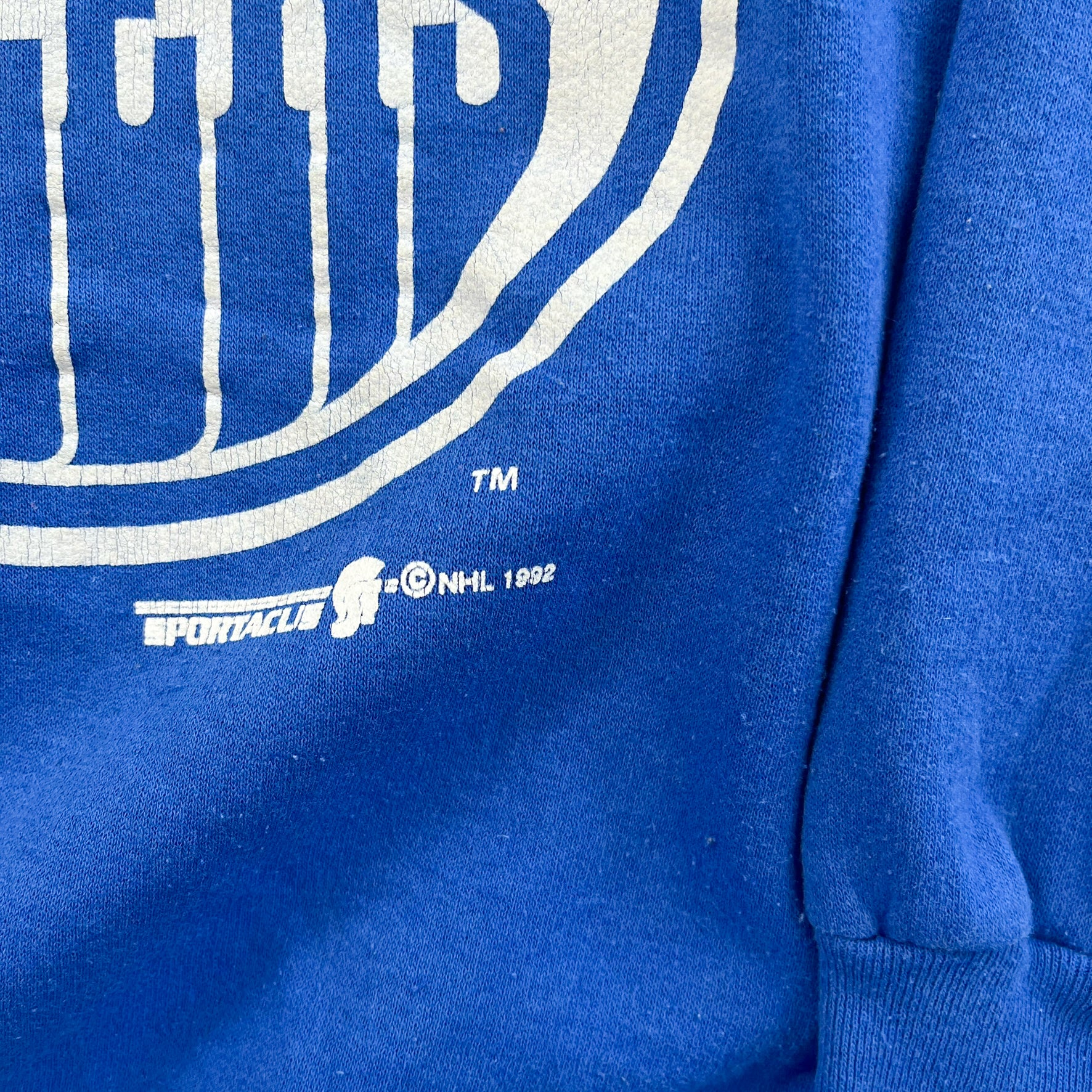 F- Vintage '92 Edmonton Oilers NHL Logo & Text Crewneck
