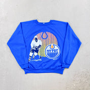 F- Vintage '92 Edmonton Oilers NHL Logo & Text Crewneck