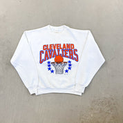 F- Vintage Cleveland Cavaliers NBA Logo 7 Text & Basketball Hoop Crewneck