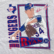 F- Vintage '91 Texas Rangers MLB Nolan Ryan Picture Single Stitch Tee