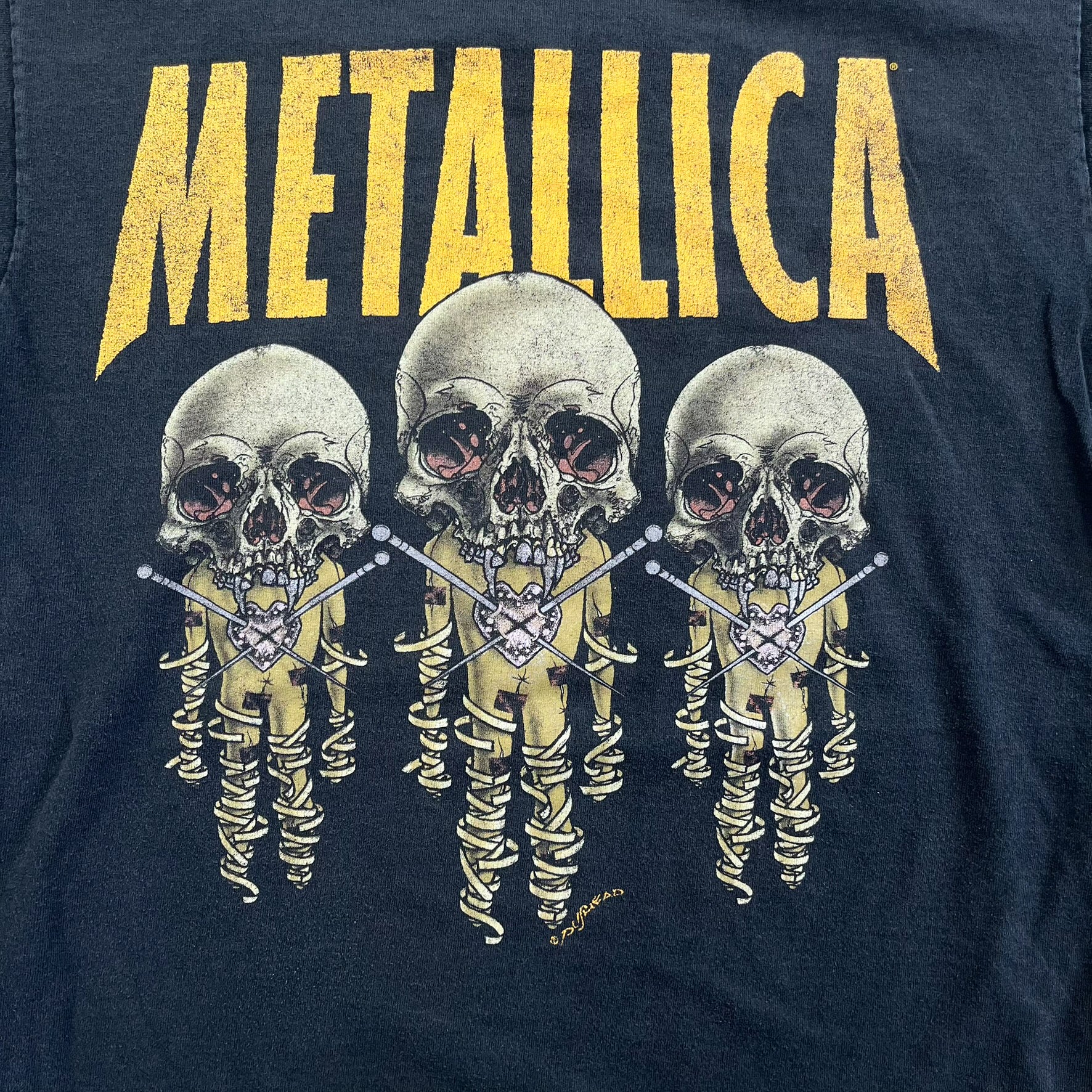 F- Vintage Metallica Fixxer Skulls & Text Single Stitch Tee