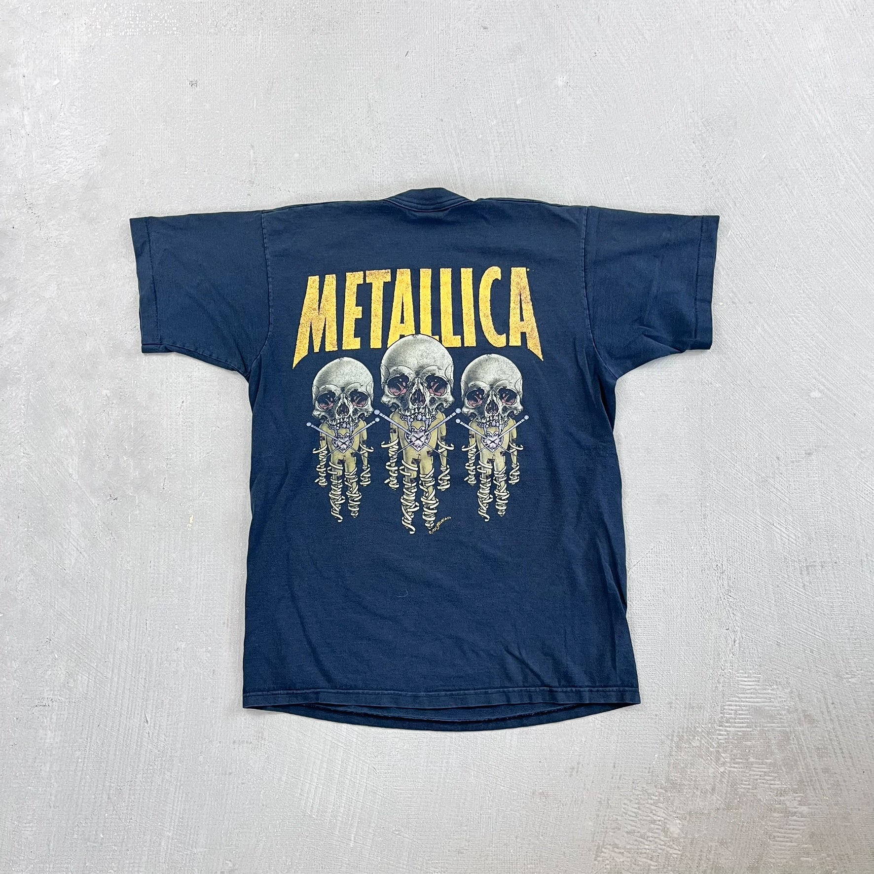 F- Vintage Metallica Fixxer Skulls & Text Single Stitch Tee
