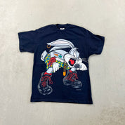 F- Vintage '93 Looney Tunes Bugs Bunny Rapping Graphic Single Stitch Tee
