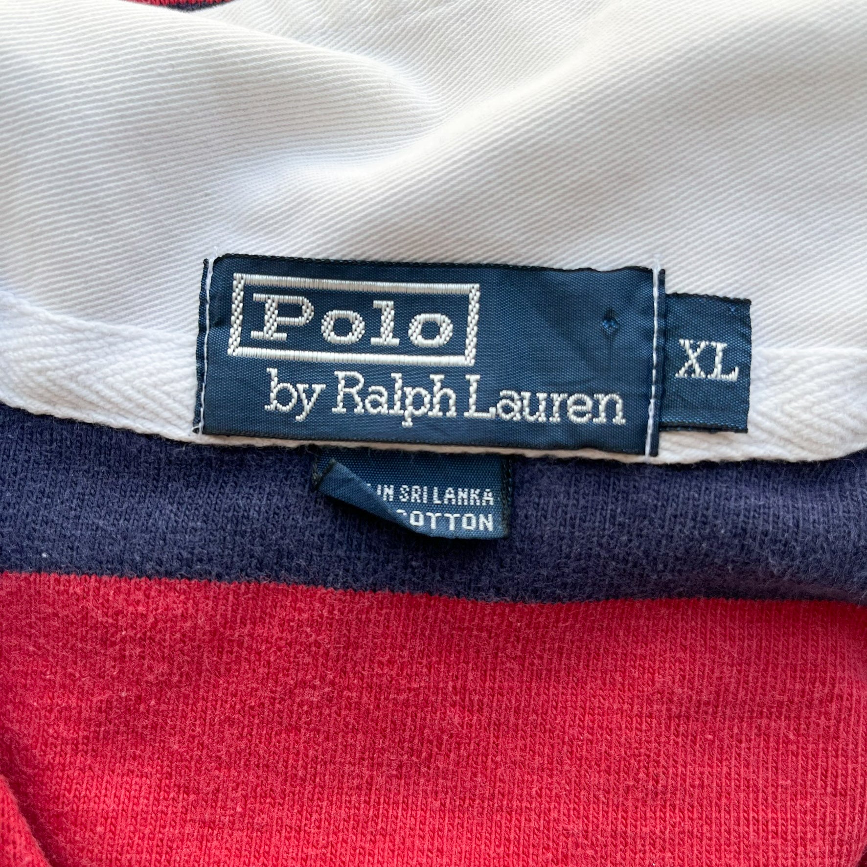 F- Vintage Polo Ralph Lauren Navy/Red Stripped Rugby Shirt
