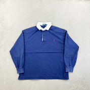 F- Vintage Polo Ralph Lauren Navy Rugby Shirt