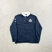F- Vintage Polo Ralph Lauren Embroidered Crest Black Rugby Shirt