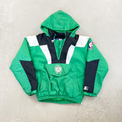 F- Vintage Boston Celtics NBA Starter Anorak Hooded Winter Jacket