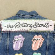 F- HOM Rolling Stones Text & Tongue Logo Reworked Custom Denim Jacket